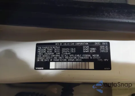 2012 Volvo Xc90 3.2 from USA, damaged, VIN YV4952CY5C1621543